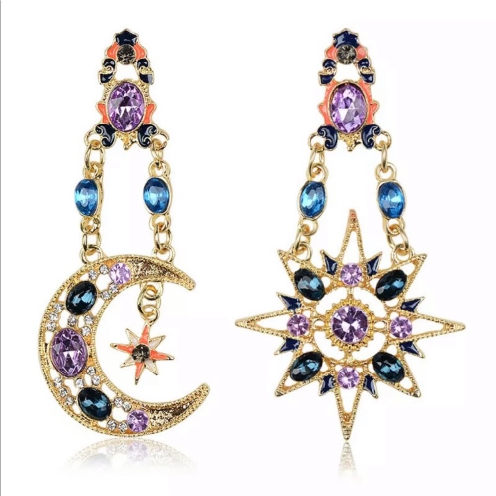 Out Of This World Sun & Moon Boho Earrings - Picture 2 of 10